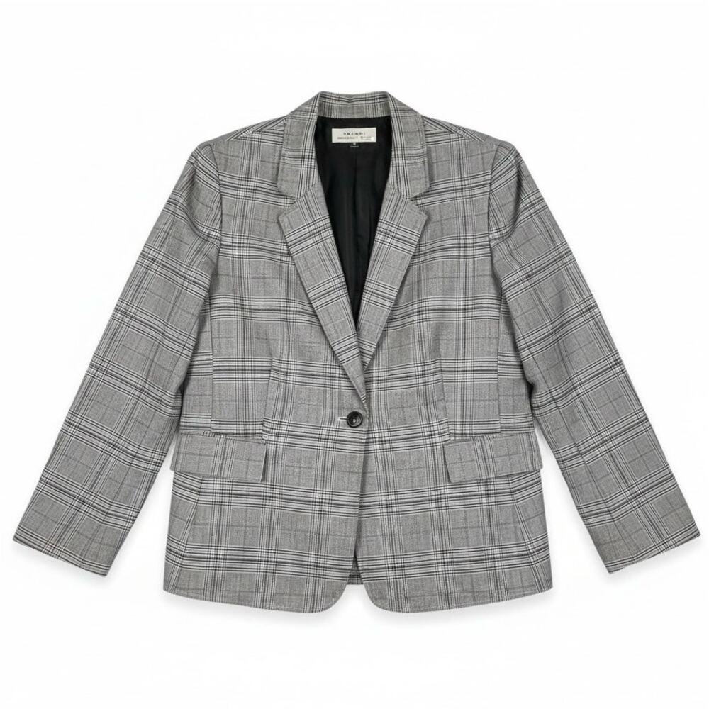 TAHARI Women's PLAID BLAZER Gray SINGLE BUTTON FRONRT Size 18